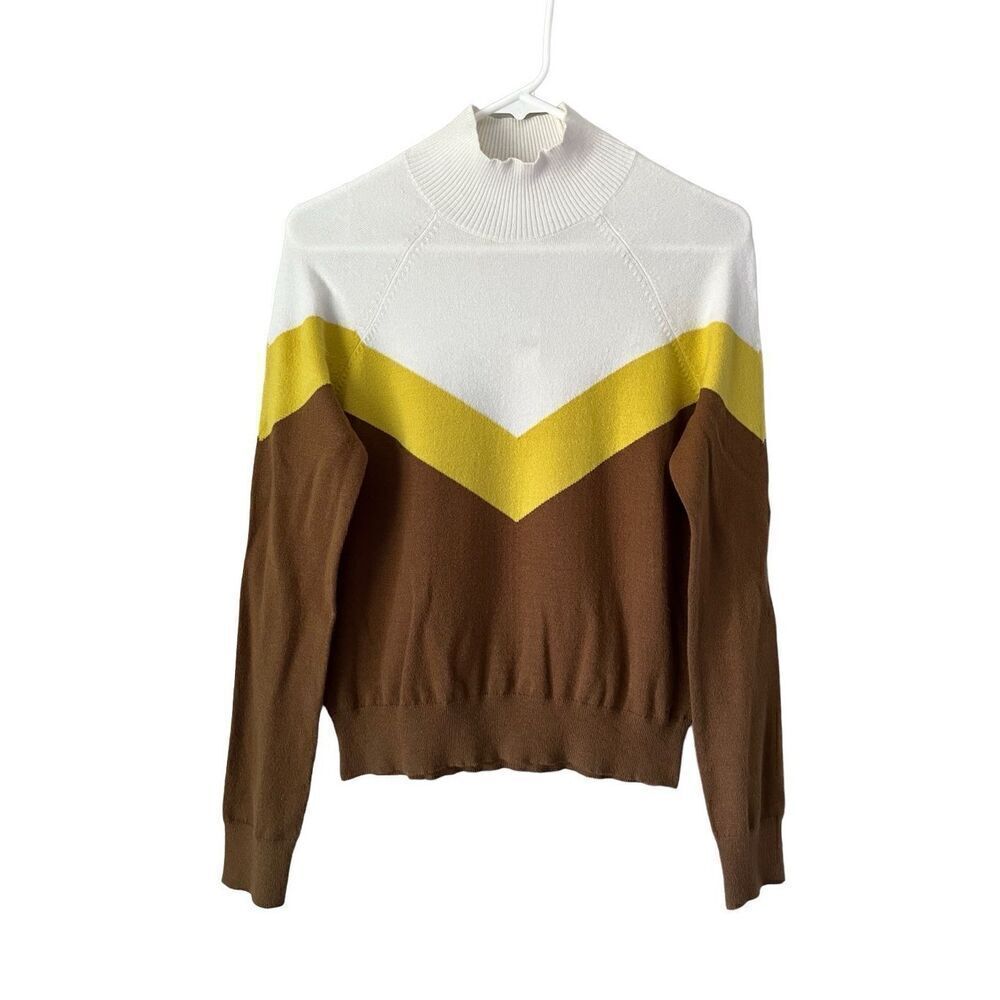 NEW OFFLINE By Aerie Chillside Ski Sweater size S White Brown Neon Yellow